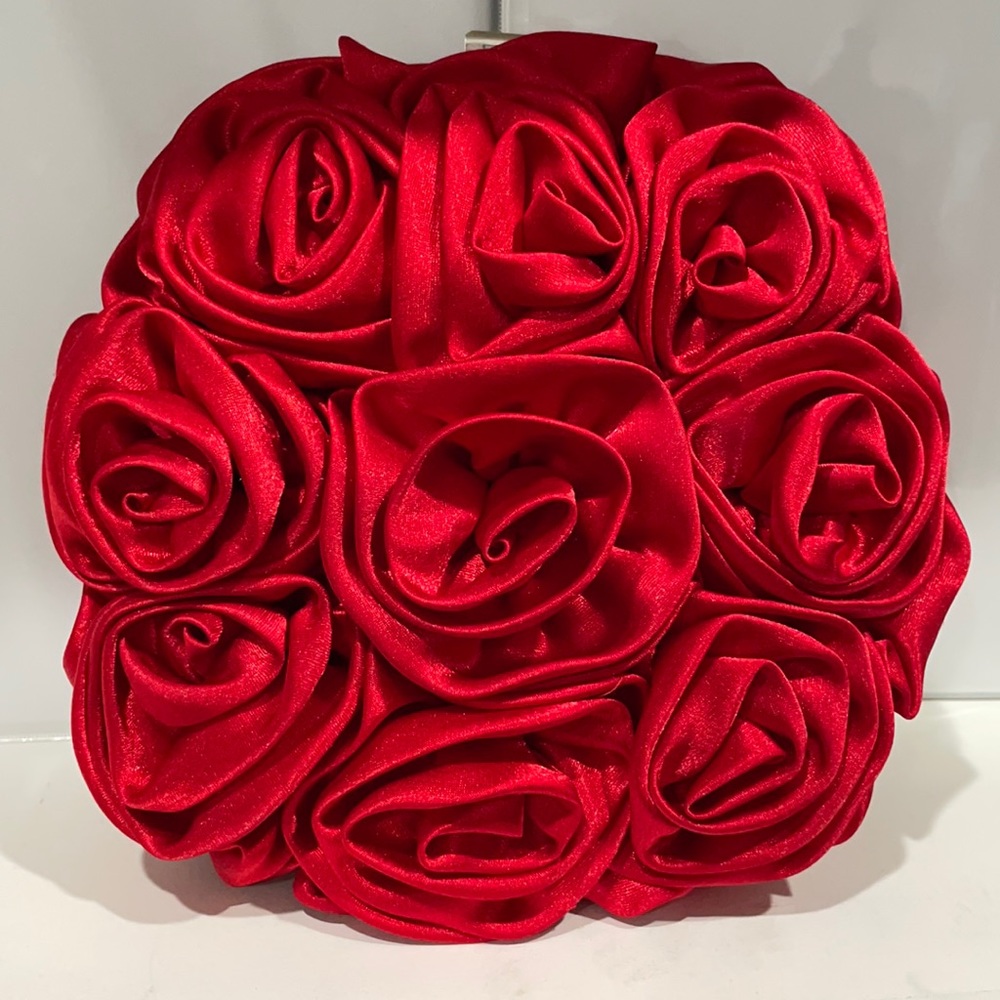 Red flower clutch purse